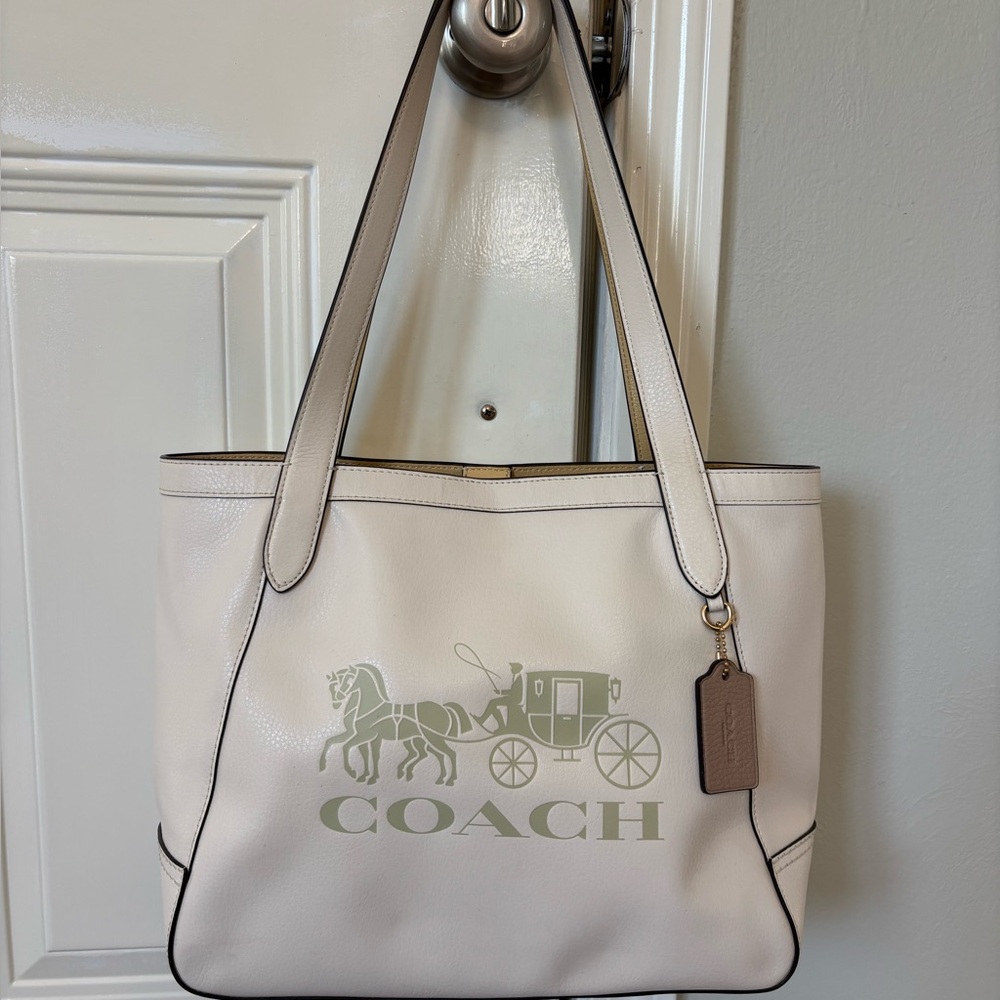Coach Cream Tote with Horse and Carriage Logo